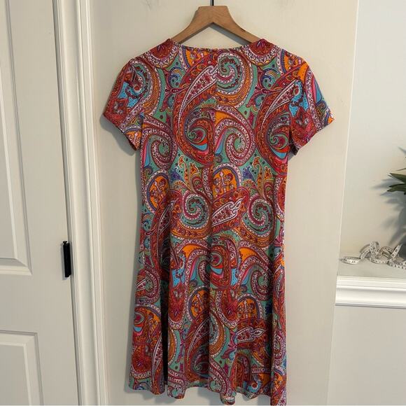 MSK Floral Pink Paisley Eyelet Ring Mini Dress Small - Picture 2 of 7